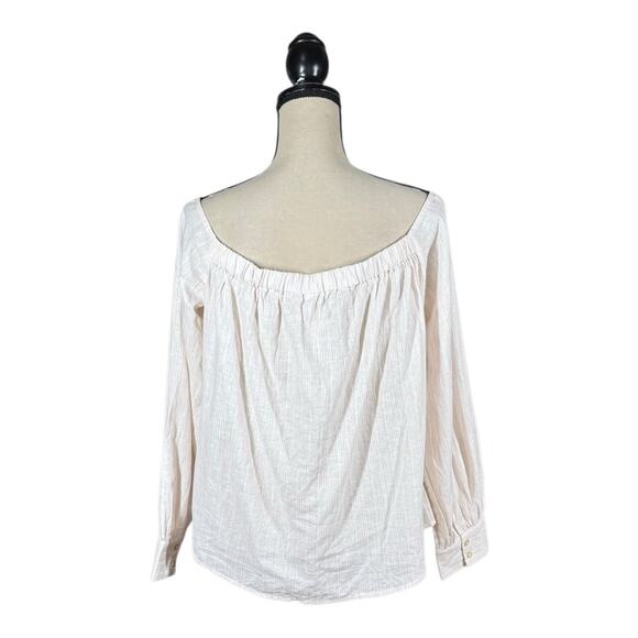 Free People Hello There Beautiful Tie Front Linen Blend Shirt Womens Medium - Picture 4 of 5